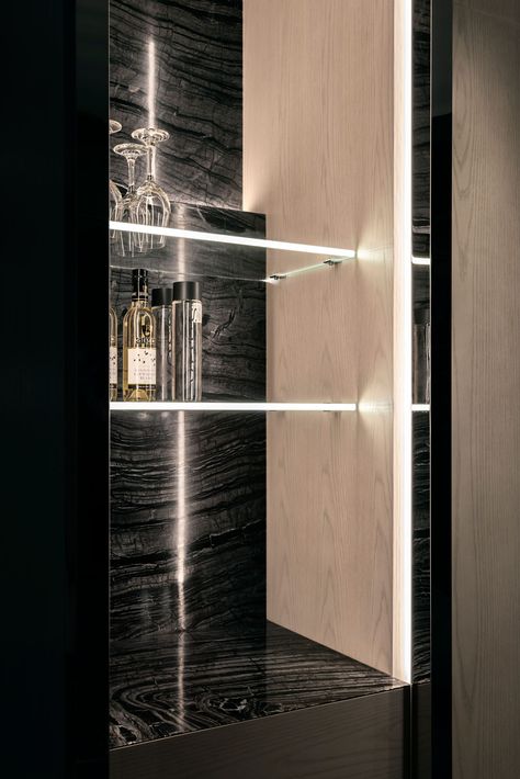 #hotel #bar #lightedshelves #hospitablyinspired Rolls Royce Showroom, Wardrobe Makeover Ideas, Lighted Shelves, St Kilda Melbourne, Rolls Royce Car, River Hotel, Royce Car, Wardrobe Lighting, Wardrobe Makeover