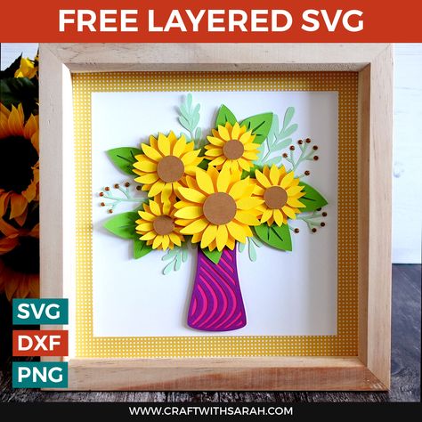 Free SVGs for Cricut - Craft with Sarah Free Layered Svg, Diy Halloween Cupcakes, Free Svgs For Cricut, Cricut Pictures, Shadow Box Gifts, Sunflower Vase, Halloween Photo Booth, Sunflower Crafts, Thank You Flowers