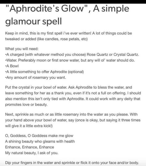 Glamour Spell, Goddess Magick, Aphrodite Aesthetic, Beauty Spells, Aphrodite Goddess, Easy Spells, Witch Spirituality, Magic Spell Book, Divine Feminine Spirituality