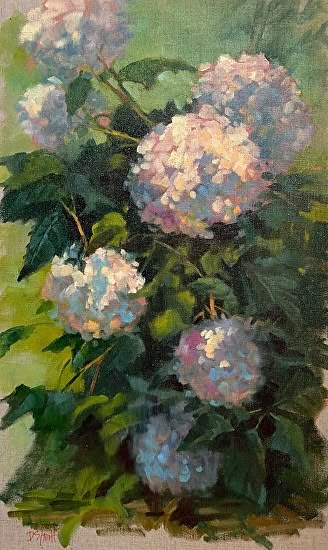 Hydrangea Pastel Art, Flower Painting Impressionist, Flower Drawing Oil Painting, Pastel Painting Flowers, Flower Painting Oil Paint, Oil Painting Expressionism, Pastel Still Life Paintings, Painting Of Hydrangeas, Impressionist Flower Paintings