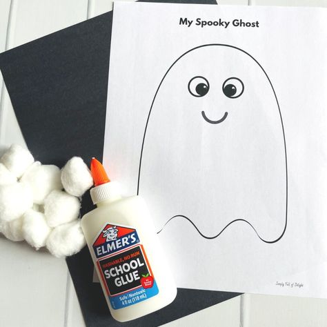 Looking for Halloween Crafts for kids? This Cotton Ball Ghost craft for kids is perfect! Toddlers and preschoolers will enjoy gluing cotton balls to the simple ghost template to create an easy ghost craft. Grab the free printable cotton ball ghost craft template today! Cotton Ball Ghost, Ghost Craft For Kids, Cotton Ball Crafts, Simple Ghost, Ghost Template, Ghost Craft, Ghost Crafts, October Crafts, Sensory Activities Toddlers