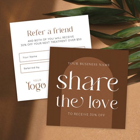 Friend Template, Canva Business, Naming Your Business, Referral Cards, Refer A Friend, Branding Template, Stationery Templates, Pdf Templates, Cards For Friends