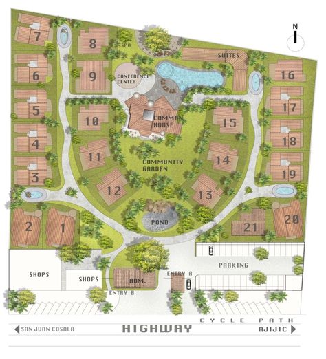 Small House Communities, Site Development Plan, Site Plan Design, Resort Design Plan, Resort Plan, Co Housing, Tiny House Village, Urban Design Concept, Resort Architecture