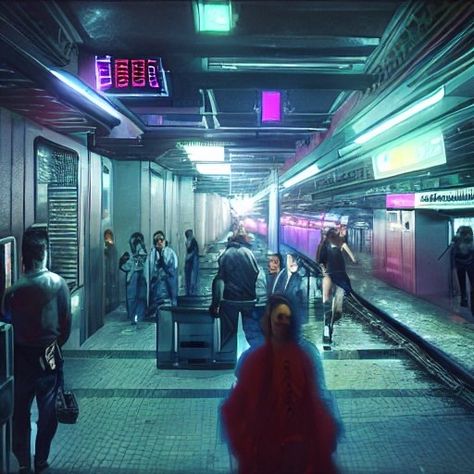 Cyberpunk Subway, Tunnel Vision, Subway Station, U Bahn, Subway Art, Retro Waves, Futuristic City, Modern Fantasy, Cyberpunk