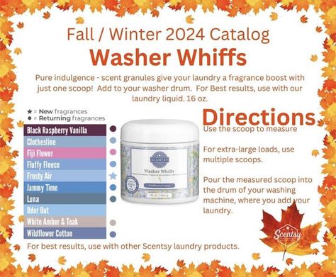 Scentsy Laundry - Washer Whiffs: Add a little or a lot of these scent granules to your washer for a can't-miss boost of fragrance. For more information, or to place an order, please scan the QR code or use the hyperlink. When ordering, please use the open/active party from the dropdown. https://mebandgeo.scentsy.us/shop/c/4441/view-all-laundry Questions, please feel free to message us. @highlights @followers #scentsy #scentsylife #scentsyaddict #ScentsyLife #scentsylaundry Scentsy Laundry, Scentsy Washer Whiffs, Washer Drum, Black Raspberry Vanilla, Laundry Liquid, Black Raspberry, New Fragrances, Clothes Line, Qr Code