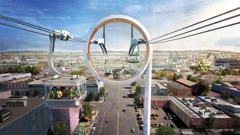 BIG has unveiled an expansive gondola system to be built in Oakland, as part of the architecture studio's plans for a new baseball stadium in the city. Gondola Lift, Big Architects, Bjarke Ingels Group, Oakland A’s, London Square, Bjarke Ingels, Baseball Stadium, Big Design, Cable Car