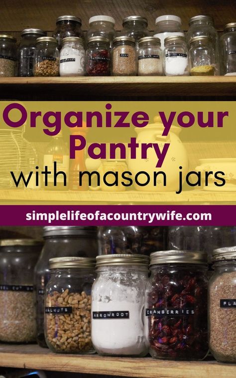 Jar Pantry Organization, Mason Jar Pantry, Big Glass Jars, Jar Pantry, Mason Jar Shelf, Shelf Pantry, Canning Jar Storage, Mason Jar Sizes, Glass Jars Kitchen