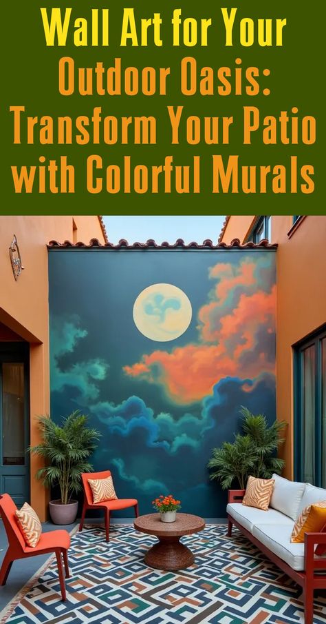 Discover 20 creative patio wall painting ideas to brighten your outdoor space and add personal style effortlessly. Patio Wall Painting Ideas, Mural Outdoor Wall Art, Outdoor Mural Ideas, Outdoor Mural, Floor Murals, Painted Patio, Wall Painting Ideas, Colorful Murals, Patio Wall