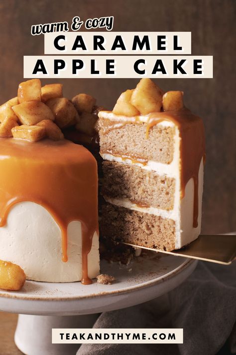 Apple Layer Cake, Apple Pie Cake, Spiced Cake, Caramel Apple Cake, Chocolate Macaron, Baking Stuff, Caramel Buttercream, Chai Recipe, Apple Pie Filling