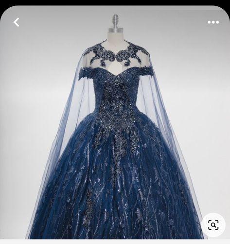 Celestial Ball Gown, Fantasy Ball Gowns, Dark Blue Wedding Dress, Cinderella Ballroom, Blue Fantasy Dress, Elven Dresses, Black Ball Gown Wedding Dress, Navy Blue Wedding Dress, Starry Dress