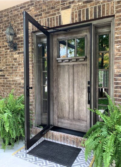 Why You Should Install an Entry Door and Storm Door at the Same Time Wooden Storm Door, Black Front Door With Storm Door, Glass Storm Doors For Front Door, Black Storm Doors For Front Door, Storm Doors For Front Door Ideas, Front Storm Door Ideas, Door With Storm Door, Storm Doors For Front Door, Front Door With Storm Door