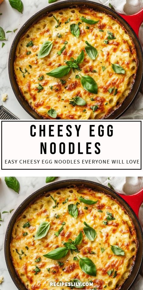 I just made these easy cheesy egg noodles, and they are a hit! With gooey cheese and a delightful flavor, this dish is perfect for any occasion. Top it with fresh basil for an extra pop of freshness. Trust me, everyone will love it! Egg Noodle Side Dish, Noodles Easy Recipes, Fresh Egg Noodles, Food With A Twist, Egg Noodle Recipes, Fresh Egg, Cheesy Eggs, Thanksgiving 2024, Cheesy Recipes