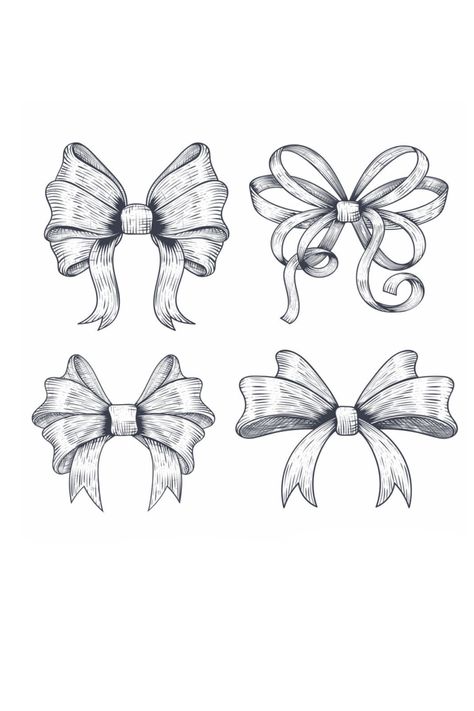 Drawing Bows Ribbon, Ribbon Design Illustration, Ribbon Bow Illustration, Ribbon Drawing Reference, Bow Illustration Ribbon, Ribbon Art Drawing, How To Draw Bows, How To Draw A Bow, Ribbon Bow Drawing