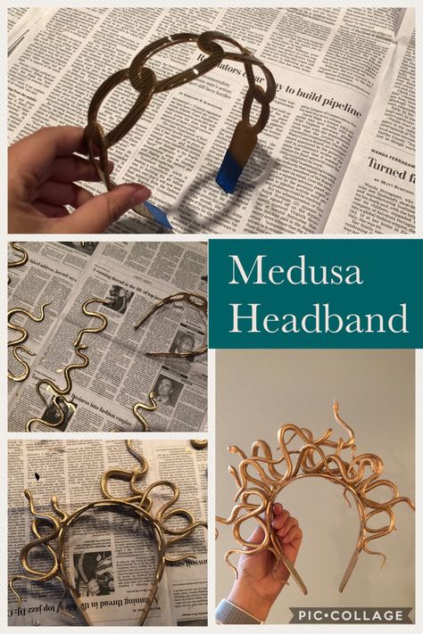 Loki Headpiece Diy, Diy Medusa Headband, Diy Medusa Costume Women, Snake Headband Diy, Diy Medusa, Medusa Crown Diy, Medusa Crown, Diy Medusa Headpiece, Kostüm Gold