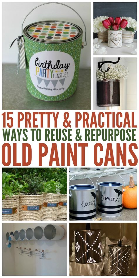 We've found 15 pretty useful ways to reuse paint cans for organizing and beautifying your home. Bucket Crafts, Bucket Ideas, Recycling Information, Recycle Cans, Crazy House, Beautiful Decorations, Paint Buckets, Tin Can Crafts, Tin Cans