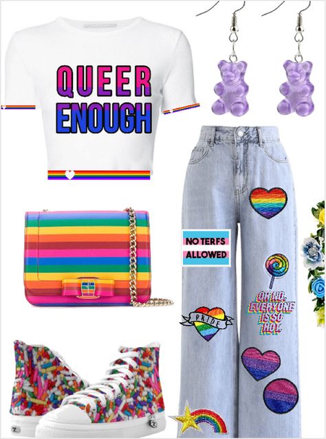 pride Outfit | ShopLook Women Pride Outfits, Pride Diy Outfits, Pride Festival Outfit Ideas, Pride Outfit Ideas Women, Pride Festival Outfit, 2023 Festival Outfits, Pride Fits, Gay Pride Outfits, Lgbtq Outfit