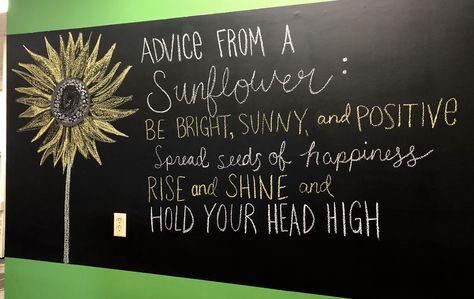 Chalkboard Motivational Quotes, August Chalkboard Art Ideas, Pta Signs, Sunflower Chalkboard Art, Inspirational Chalkboard Quotes, August Chalkboard Art, Chalkboard Messages, School Chalkboard Art, Chalk Signs