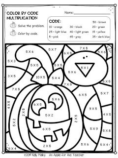 An Apple For The Teacher: Halloween Color By Number Math Facts Practice Homeschool October, Color By Number Halloween, Halloween Color By Number, Sight Word Coloring, Halloween Kindergarten, Halloween Bingo, Halloween Worksheets, Halloween Color, Sight Word Worksheets