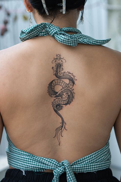 Dragon Tattoo by FARM Tattoo Medusa, Medusa Tattoos, Dragon Tattoo Meaning, Medusa Tattoo Design, Dragon Tattoo Art, Tattoo Dragon, Girl Back Tattoos, Dragon Tattoo For Women, Bull Tattoos