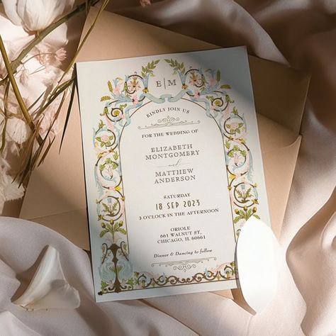 Filipiniana Wedding, Pastel Botanical, Botanical Wedding Invitation, Quince Invitations, Wedding September, Royal Core, Victorian Pattern, Elegance Wedding, Botanical Wedding Invitations