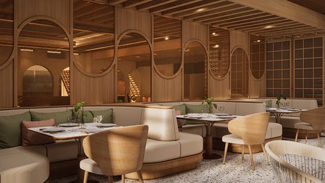 Restaurant Musi :: Behance Resturant Ideas Furniture, Wooden Restaurant Design, Restaurant Feature Wall, Restaurant Bar Ideas, Restaurant Interior Design Modern, Modern Luxury Bedroom Design, Industrial Luxe, Luxury Restaurant Interior, Interior Design Industrial