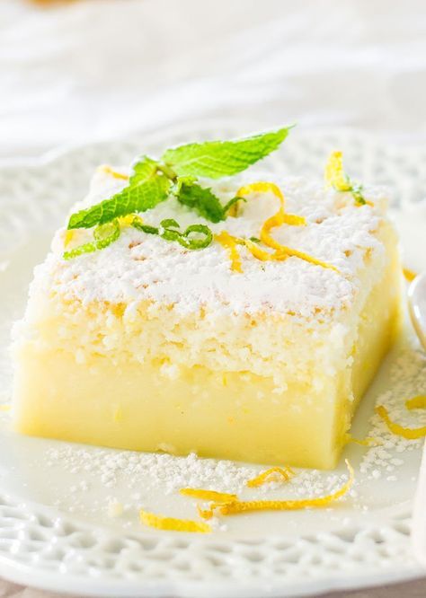 Lemon Magic Cake - one simple batter that turns into a 3 layer cake. Simply magical. The popular magic cake now in lemon flavor. Lemon Magic Cake Recipe, Lemon Magic, Magic Cake Recipes, Jo Cooks, Torte Cupcake, Lemon Cake Recipe, Magic Cake, A Piece Of Cake, Lemon Desserts