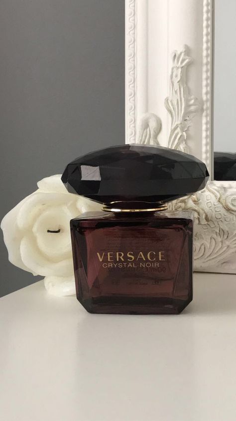 Versace Perfume Aesthetic, Versace Crystal Noir Perfume, Versace Perfumes, Versace Parfum, Versace Crystal Noir, Versace Fragrance, Crystal Noir, Versace Perfume, Winter Arc