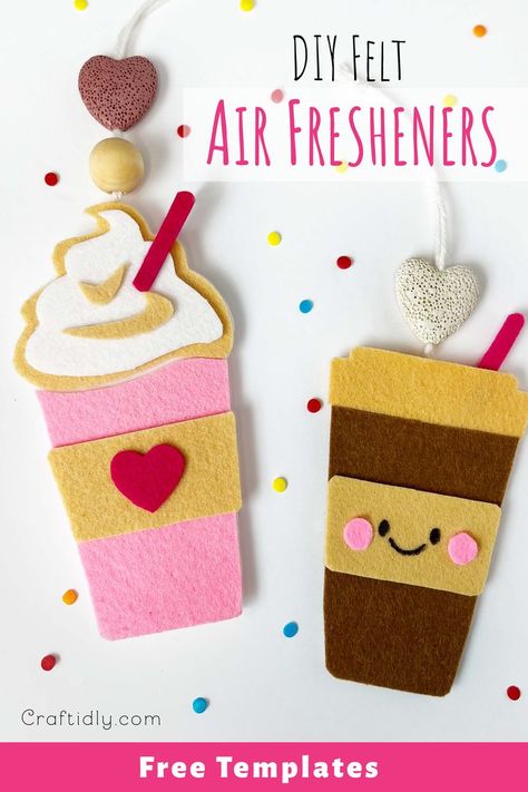 Soft Felt Crafts, Felt Coffee Ornament, Ideas For Felt Crafts, Felt Heart Crafts For Kids, Cricket Felt Projects, Diy Felt Projects Craft Ideas, Cute Felt Crafts Diy, Felt Coffee Cup Pattern, Felt Crafts For Beginners