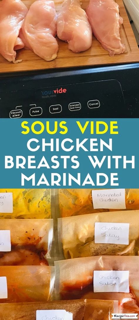 Sous Vide Chicken With Marinade. Today I am giving you a step by step beginners guide to preparing, cooking and freezing Sous Vide chicken with marinade. #sousvide #howtosousvide #sousvidechicken #sousviderecipes #sousvidebeginners Sous Vide Recipes Chicken, Instant Pot Sous Vide, Sous Vide Chicken Breast, Anova Sous Vide, Sous Vide Chicken, Sous Vide Machine, Cooking Photography, Sous Vide Recipes, Sous Vide Cooking