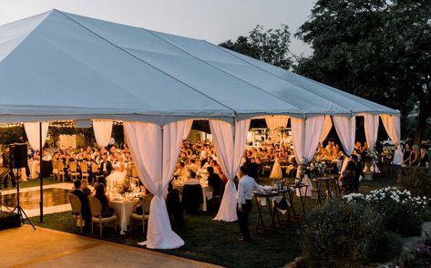 How to Plan a Spectacular Tented Wedding: 6 Tips | HauteFêtes Upstate Wedding, Mountain Lake House, Wedding Backyard Ideas, Draping Wedding, Backyard Wedding Dresses, Wedding Tents, Clear Tent, Old California, Wedding Backyard Reception