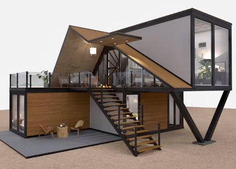 Shipping Container Modern Homes, Shipping Container A Frame, Shipping Container Home Ideas, A Frame Container Home, Modern Shipping Container Homes, Modern Container Homes, Shipping Container Cabin, Shipping Container Home Designs, Shipping Container House Plans