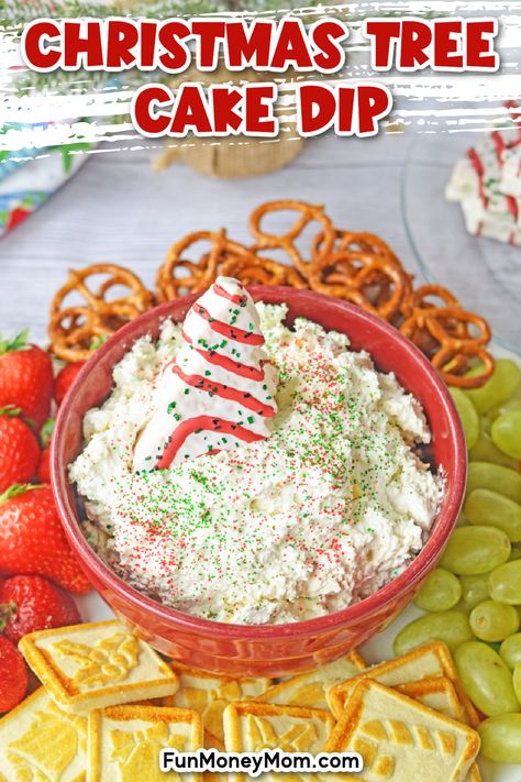 Zebra Cake Dip, Little Debbie Christmas Tree Cake Dip, Snack Cake Dip, Tree Cake Dip, Christmas Tree Cake Dip, Christmas Tree Dip, Cake Dip Recipe, Little Debbie Snack Cakes, Little Debbie Christmas Tree