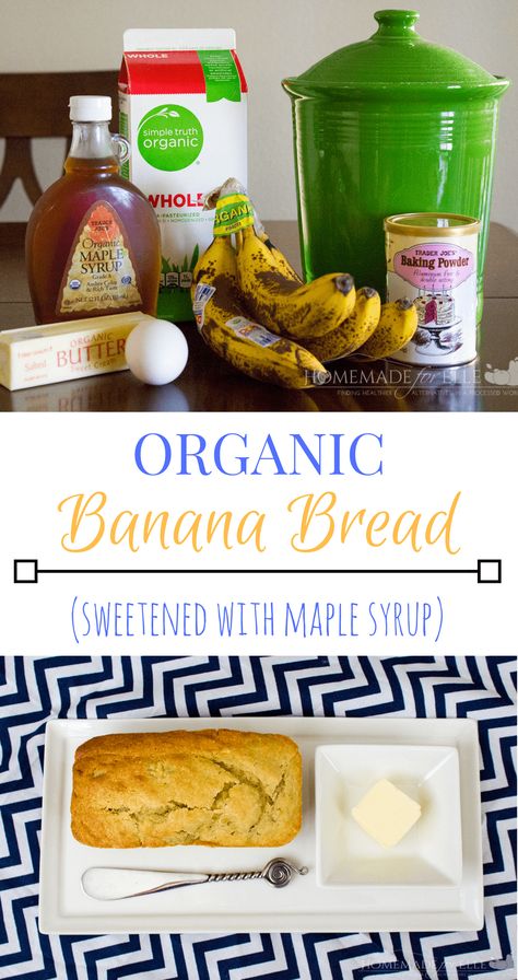 Organic Banana Bread Recipe | homemadeforelle.com    #baking #bananas #sugarfree Organic Banana Bread Recipe, Organic Baking Recipes, Real Food Dinner, Organic Baking, Homemade Baked Bread, Organic Cooking, Coconut Bread, Homemade Dinner Rolls, Dinner Bread