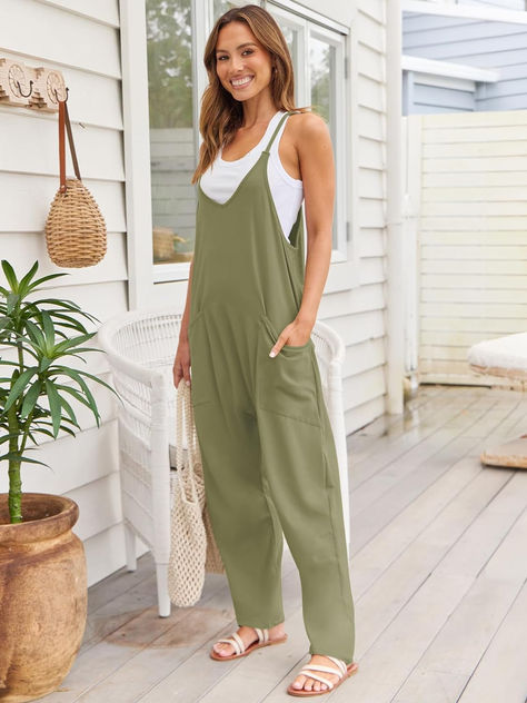 Grab one today! Jumpsuits For Women Casual Summer, Jumpsuits For Women Casual, Casual Summer Rompers, Summer Onesies, Baggy Overalls, Jumpsuits Casual, Trendy Overalls, Womens Jumpsuits Casual, Casual Jumpsuit