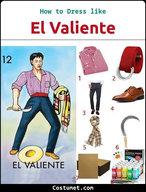 El Valiente's Costume from Loteria Diy Loteria Cards Costume, Loteria Costumes Ideas, Loteria Costume, Diy Loteria Cards, Loteria Party, Cards Costume, Loteria Cards, Diy Costume, Pinstripe Pants