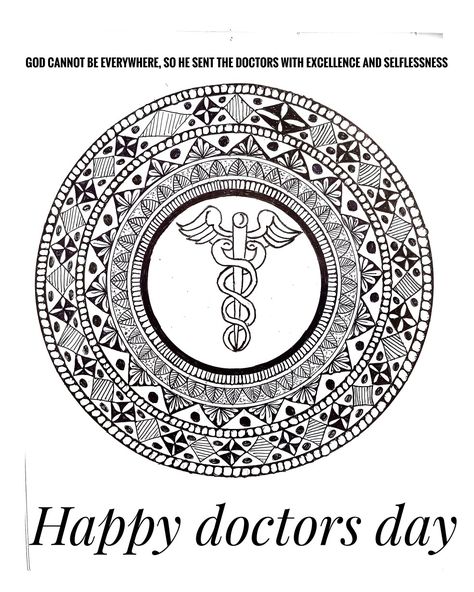 Doctor Mandala Art, Happy Doctors Day, Easy Mandala, Easy Mandala Drawing, Mandala Art Therapy, Doctors Day, Simple Mandala, Mandala Design Art, Art Base