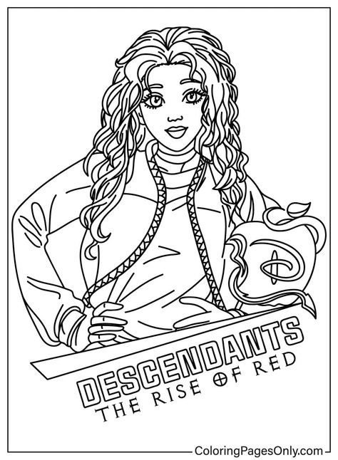 Zombies Coloring Pages, Mystical Kingdom, Descendants Coloring Pages, Popular Disney Movies, Descendants Wicked World, Evil Fairy, Disney Descendants Movie, Descendants Disney, Red Birthday Party