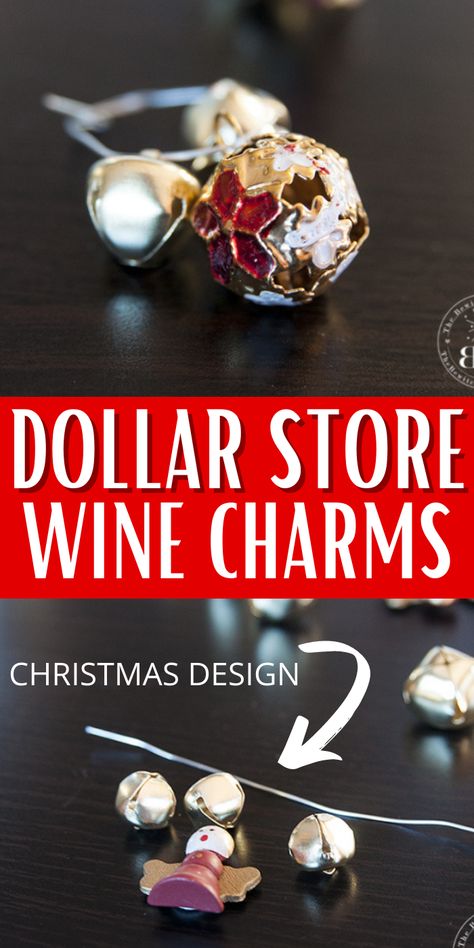 Dollar Store Wine Charms are a great way to mark each wine glass so all your guest can remember which glass of wine is their own. I share how to make affordable and easy Dollar Store Wine Charms for you to serve up guests this Christmas. #christmas #wine #charms #easy #dollartree #craft #project #diy Diy Wine Charms, Wine Glass Charms Diy, How To Make Wine Glass Charms, Wine Charms Diy, Christmas On A Budget, Diy Wine, Wine Glass Charms, Christmas Wine, Wine Charms