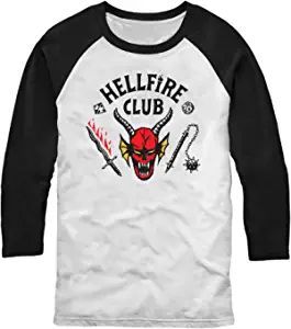 Hellfire from Stranger things Young men costume Hellfire Club Costume, Stranger Things Hellfire Club, Stranger Things Hellfire, Hellfire Club, Mens Raglan, Self Service, Raglan Tee, Black Media, Upside Down