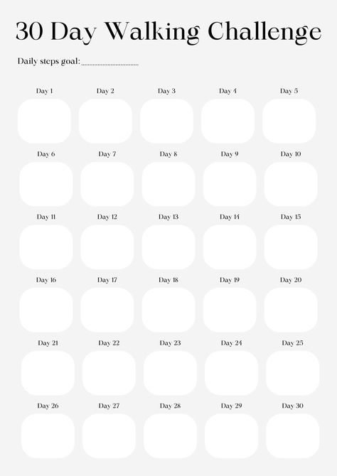 Hi! Thanks for having a look at my digital product.  What are you getting?  A4 size printable page for you to follow your 30 day walking challenge. Simple write down how many steps you achieved on each day and see how consistent you were. Continue your challenge until it becomes a habit. How you get this product? After purchase you will receive a pdf file with the product which you can print at your local print shop. Note: No refunds are accepted due to it being a digital product. This product i Monthly Walking Challenge, Walking Pad Challenge, Walking Steps Challenge, Walking Chart Printable, 30 Day Walking Challenge Printable, 10k Steps A Day Challenge, Treadmill Challenge 30 Day, Indoor Walking Challenge, Walking Challenge 30 Day