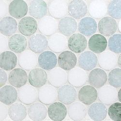 Natural-stone flooring-Mosaics-Hard floors-Rounds Marine Blend-Complete Tile Collection Camp Bathroom, Mosaic Backsplash Kitchen, Mosaic Tile Patterns, Penny Round Mosaic, Penny Round Tiles, Mosaic Tile Backsplash, Penny Tile, Round Tiles, Penny Round