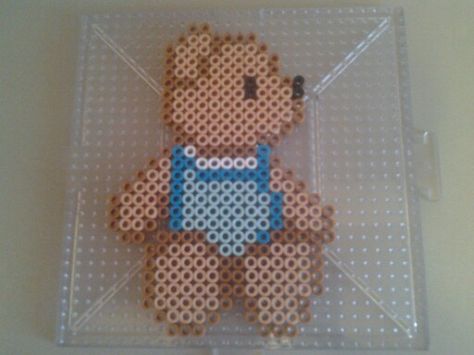 Teddy bear perler beads Teddy Bear Perler Bead Pattern, Bear Perler Beads, Hama Mini, Perler Projects, Perler Ideas, Easy Pixel Art, Diy Perler Bead Crafts, Beads Designs, Melty Beads