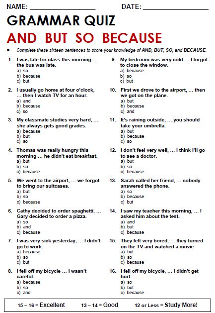 Linking Words Worksheets, Conjunctions Worksheet, English Grammar Quiz, English Grammar Test, Grammar Tenses, English Grammar Exercises, Linking Words, Esl Grammar, English Grammar For Kids