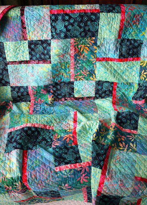 Quilts Using Batiks, Blue Quilts Ideas, Batik Quilt Patterns, Camping Quilts, Simple Quilting, Quilt Layouts, Quick Quilts, Camping Quilt, Snapdragon Flowers