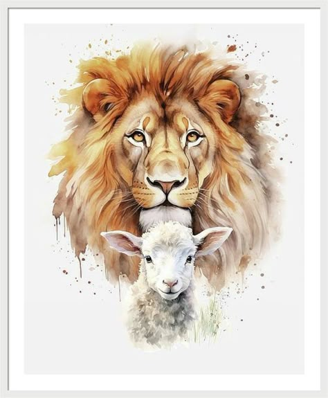 Lion and the Lamb, Watercolor, DIGITAL DOWNLOAD, Lion, Lamb, Christ, Jesus, God, Judah, Bible, King, Print, Watercolor Art, Spiritual, Head - Etsy Christian Illustration Art, Lion And The Lamb, Lion Lamb, Christian Illustration, Christian Graphics, Lion And Lamb, Watercolor Decor, Wild Animals Pictures, Jesus Christ Artwork