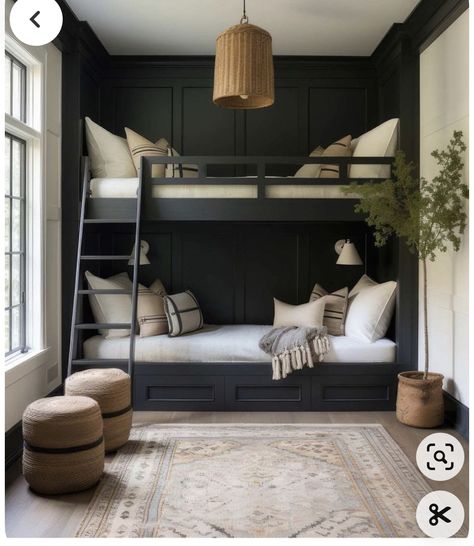 Custom Built Bunk Beds, Bunk Rooms Lake House, Small Bunk Room Ideas, Teen Bedroom Aesthetic, Bunk Room Ideas, Bed Inspiration, Dreamy Living Room, Bunk Bed Room, Bunk Bed Rooms