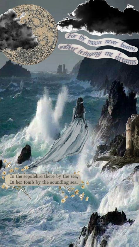 Annabel Lee. #annabellee #poe #edgarallenpoe Annabel Lee Poem Wallpaper, Anabelle Lee Edgar Allan Poe, Anabel Lee Poem, Annabelle Lee Tattoo, Annabel Lee Aesthetic, Annabelle Lee Poem, Annabel Lee Poem, Edgar Allan Poe Aesthetic, Lee Aesthetic