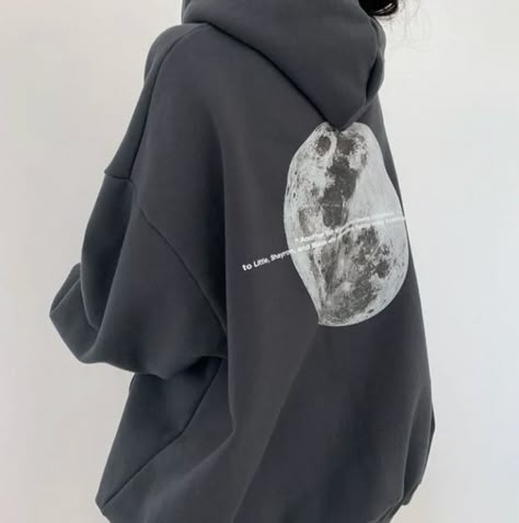 Hoodies For Teens, Loose Hoodie, Letter Print Sweatshirt, Moon Print, Oversized Pullover, Oversized Sweatshirt, Oversize Hoodie, Long Sleeve Hoodie, Clothing Patterns