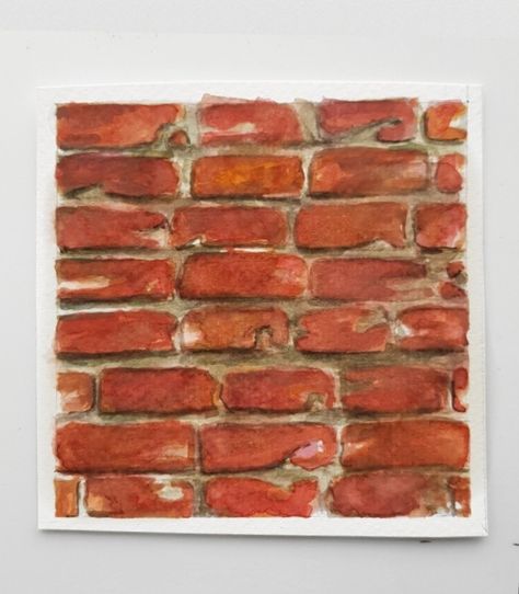 A realistic watercolour rendering of brick texture on a 10X10 Drawing Of Brick Wall, Brick Wall Texture Drawing, Brick Texture Architecture Drawing, Realistic Texture Drawing, Brick Wall Watercolor, Bricks Texture Drawing, Watercolour Bricks, Brick Texture Paint, Brick Texture Drawing