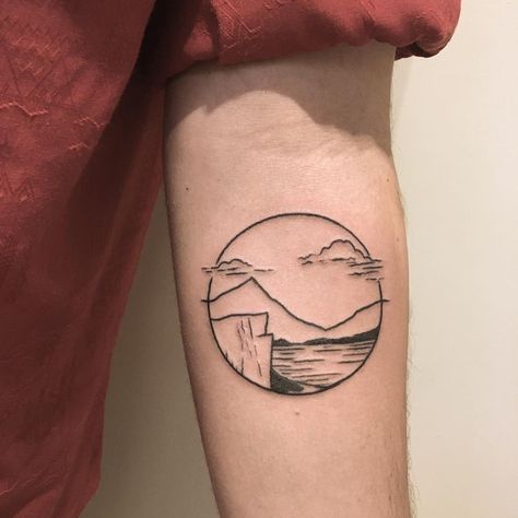 #cliff #landscape #sphere ooooo for Addie #tattooed @killerbeestattoos #blackwork #blackworkers #blackworksubmission #blackworkersmission #onlyblackart #darkartist #tttism #ladytattooers #blacktattooing #illustrativeblackwork #хоумтату #btattooing #ignorantland #melbournetattoo #landscapetattoo Cliff Jump Tattoo, Cliff Tattoo, Cliffs Tattoo, Cliff Digital Art, Cliff Illustration, Cliff Landscape, Cliff Edge Illustration, Melbourne Tattoo, Landscape Tattoo